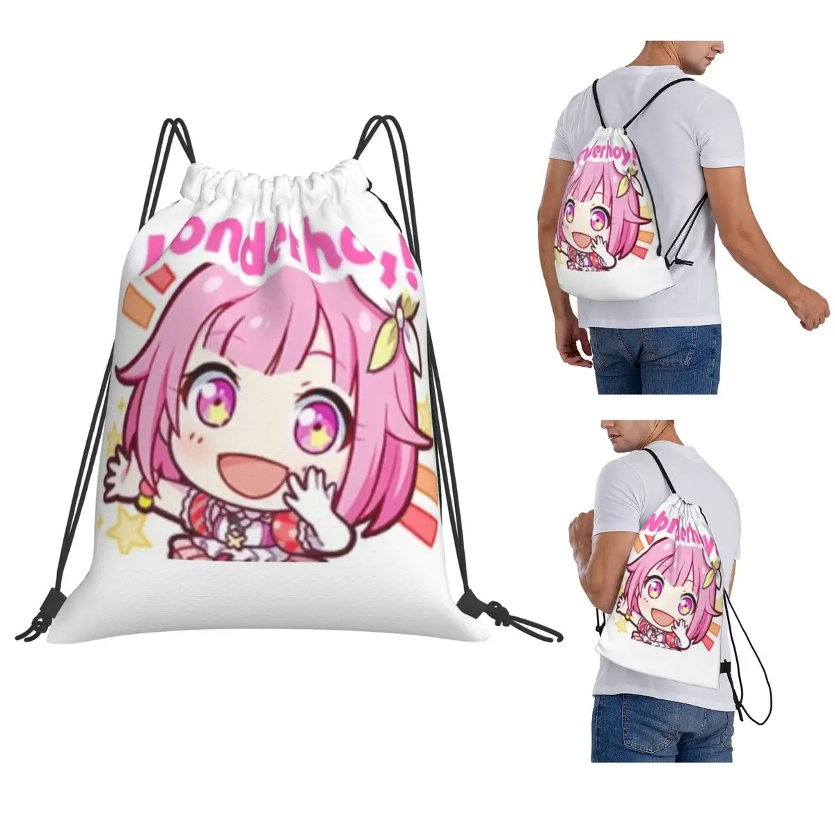 

Emu Otori Wonderhoy Stamp Backpacks Portable Drawstring Bags Sports Bag Book Bags for Travel Students