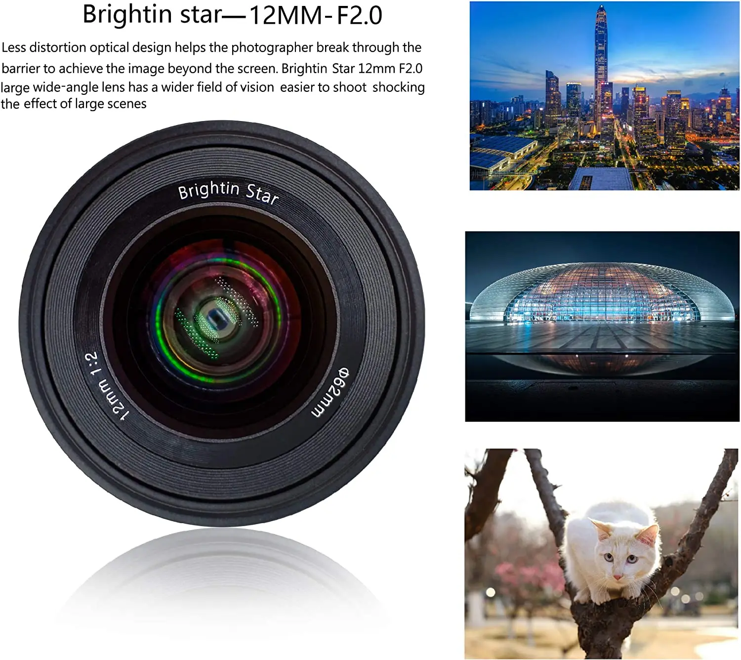 Brightin Star 12mm F2.0 II Wide-Angle Big Aperture APS-C Manual Focus Mirrorless Cameras Lens for Sony Canon FUJIFILM