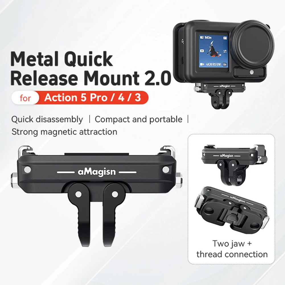 Camera Expansion Bracket with 2-Prong & 1/4 Thread Magnetic Extension Base for DJI OSMO Action 5 Pro/4/3 Camera Accessories