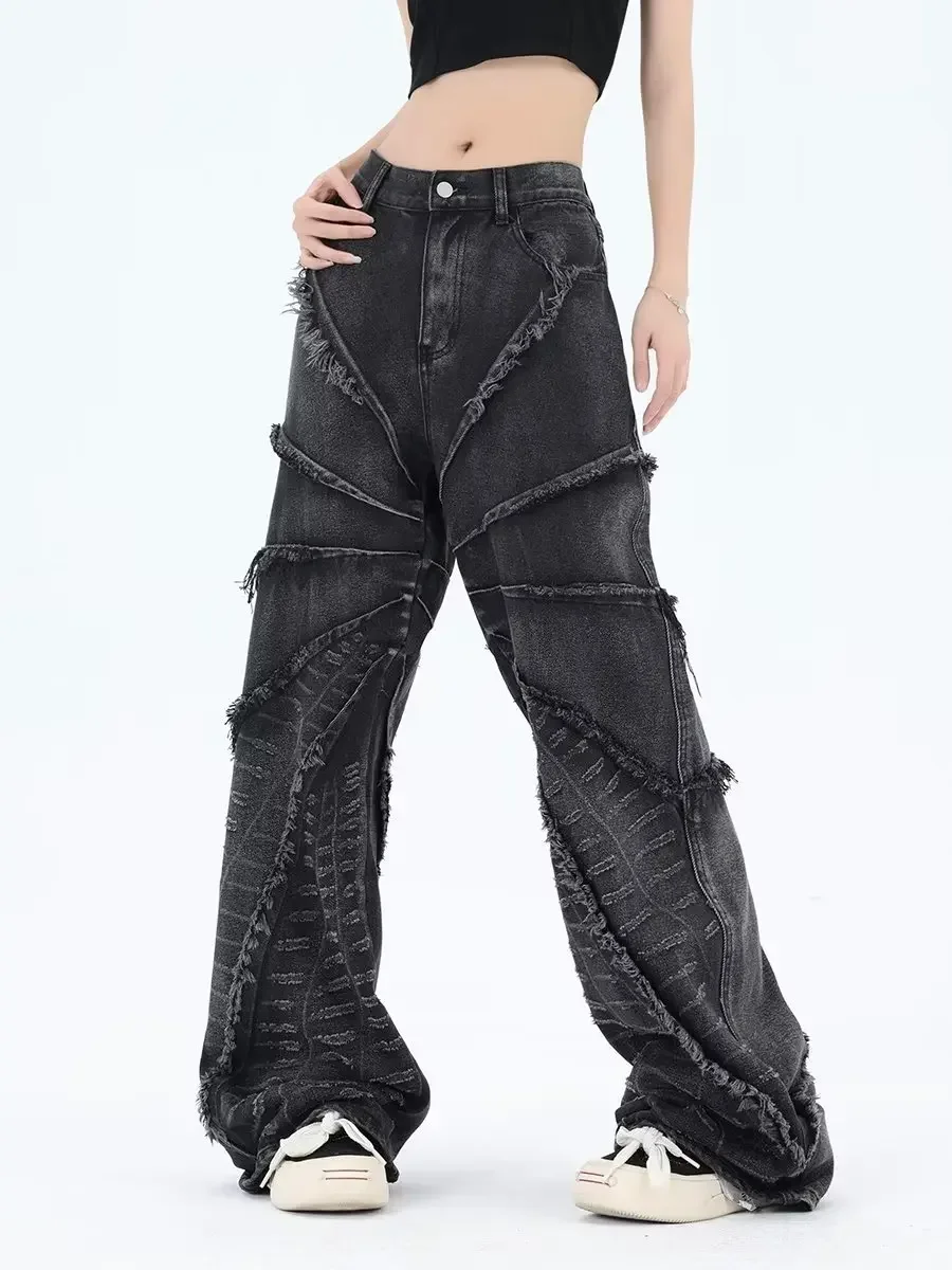 

American New Baggy Jeans Women Hip Hop Vintage Black Pants Oversized Korean Harajuku Gothic Wide Leg Trousers Y2k Streetwear