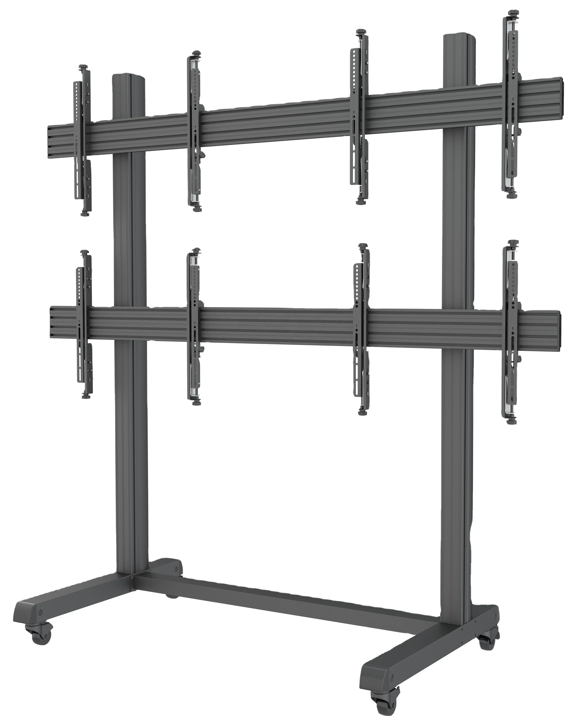 

Modular Mount Support TV Trolley TV Stand Retail Display Stand For Quad Screens