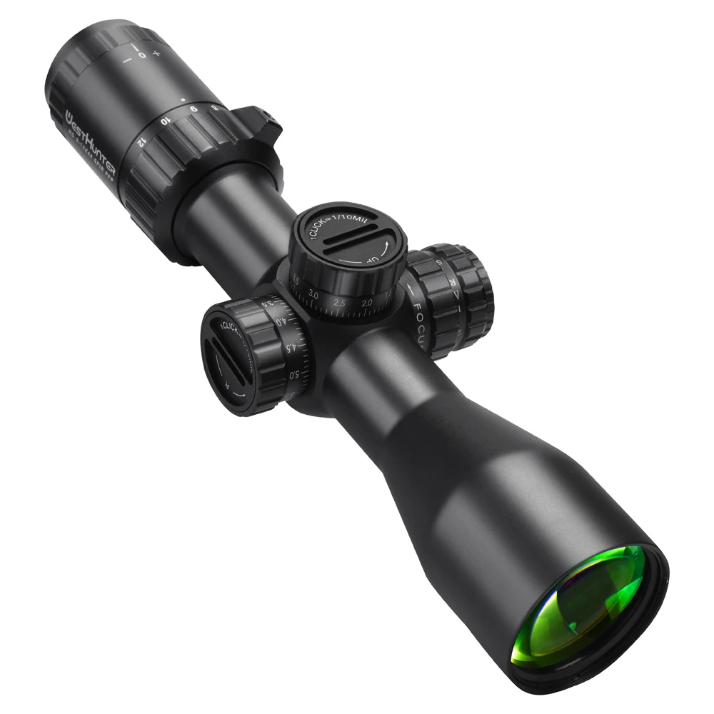 Imagem -03 - Westhunter-hunting Riflescope hd 312x44 Sfir Ffp Compact Scope Primeiro Avião Focal Vidro Gravado Foco Lateral Retículo Óptica Airgun