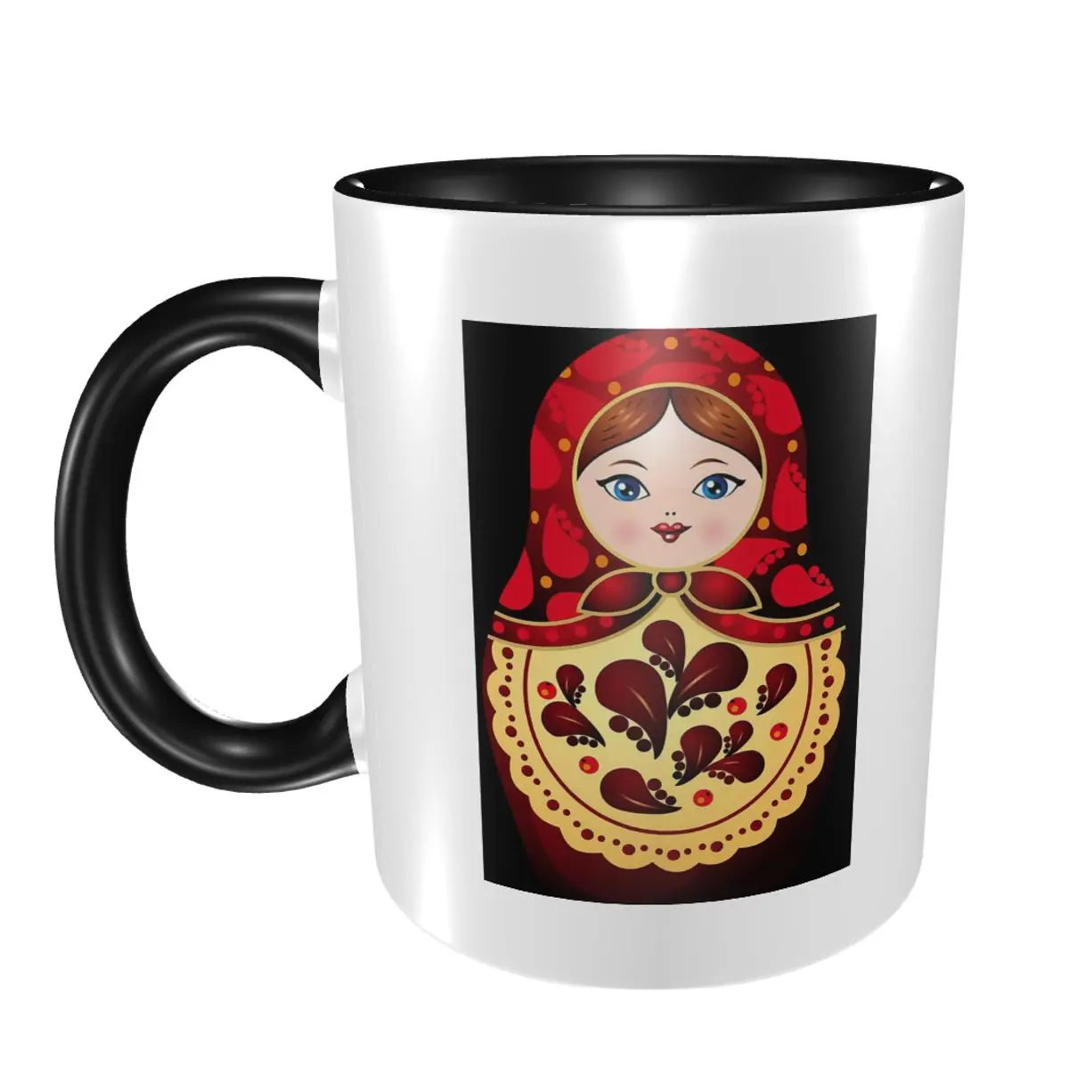 Russian Matryoshka Folk Art Babushka Dall Mug Funny Ceramic Coffee Cups Tea Mugs Milk Cup Drinkware Gift for Friends