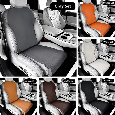 Full Set Car Seat Cushion and Back Cushion with Extended Leg Support Cushion Leather Breathable Non-slip Leg Rest Car Seat Cover