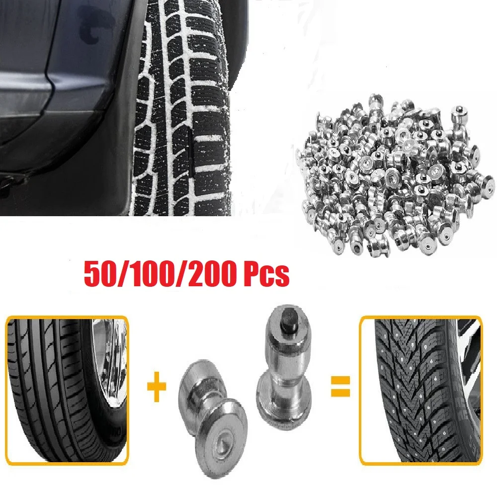 50/100/200 PCS 8x10mm Wheel Tire Studs Spikes Winter Lugs Screw Snow Ice Anti-Slip For Car Motorcycle SUV ATV Truck