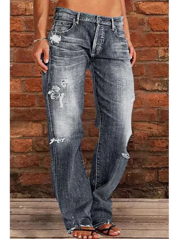 

Утягивающие джинсы с высокой талией, женские повседневные рваные джинсовые брюки с бахромой, облегающие джинсы с водной талией, глубокий цвет, весна-осень