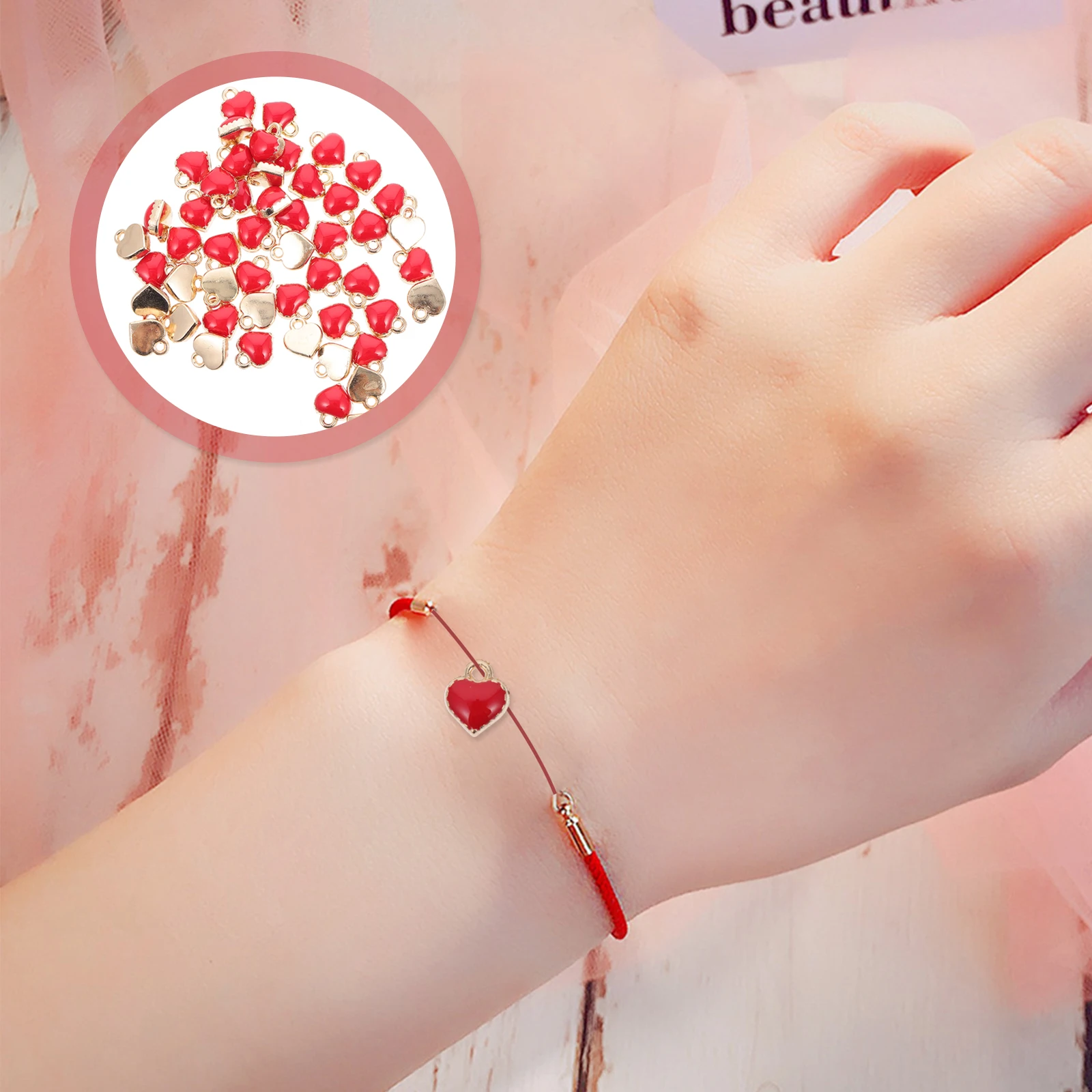 

50 Pcs Pendant Charms Heart Shape Pendants for Accessories Jewellery Making Drip Oil Alloy