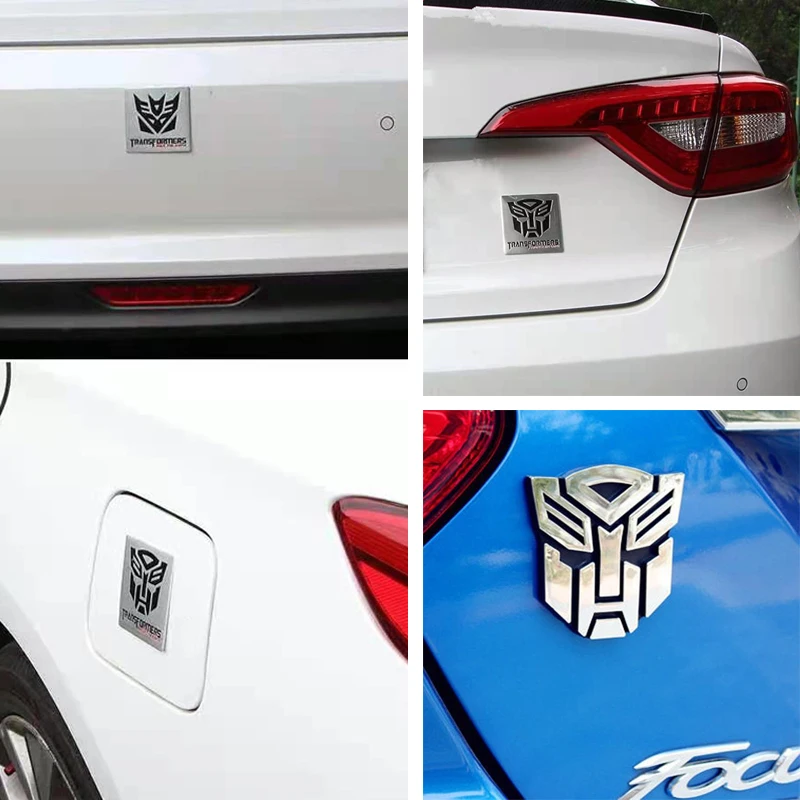 Stickers Badge 3D Logo Aluminum Metal Autobots Decepticons Transformation Car Emblem Alloy Tail Decal Phone Styling Decoration