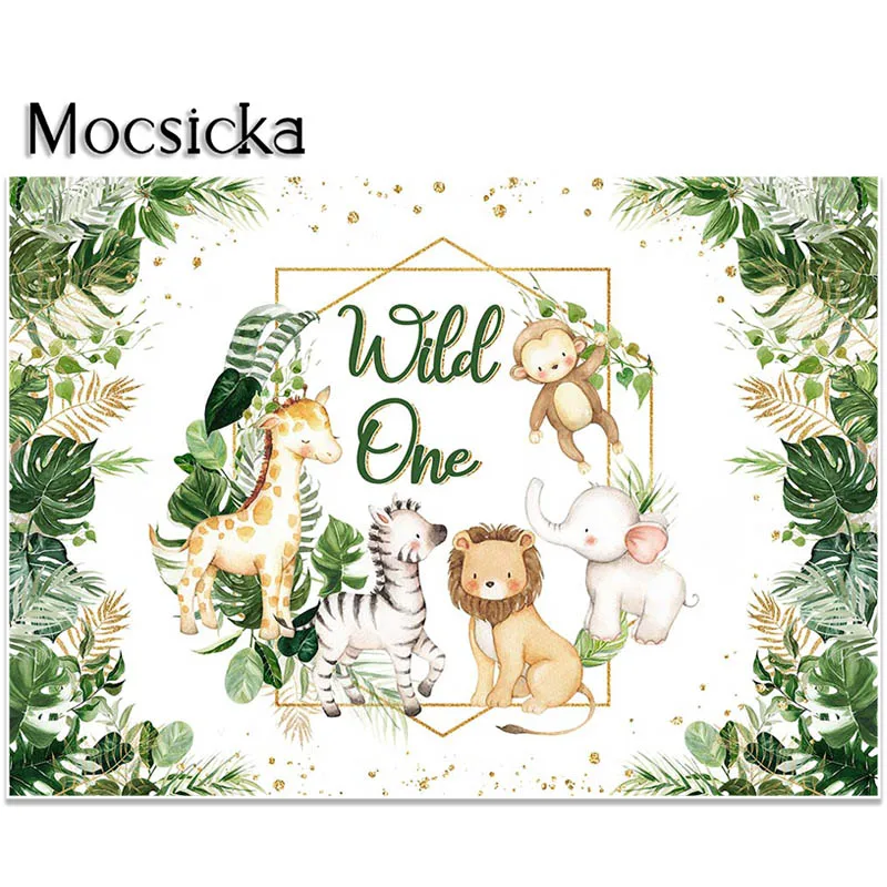 Moccasca latar belakang Safari Wild One, latar belakang pesta ulang tahun pertama anak laki-laki, Dekorasi Fotografi