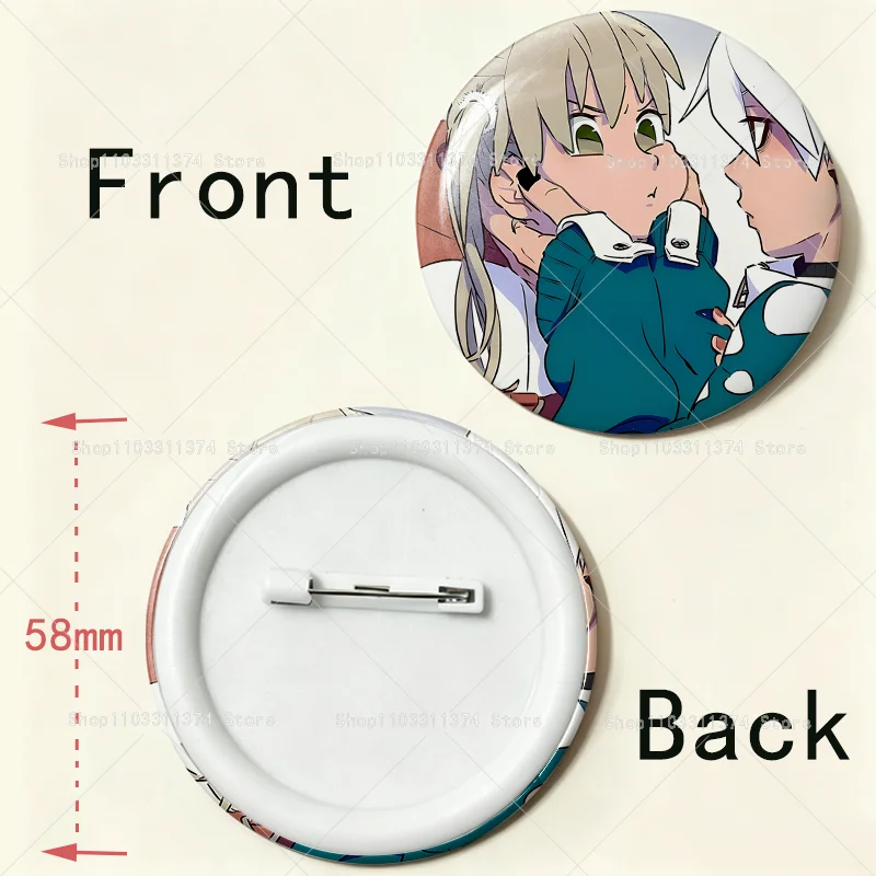 Soul Eater Anime Pins Cartoon Cute Collection Badge Decoration Fashion Bag Accessories Round Snap-in Brooch on Backpack Ornament view 2