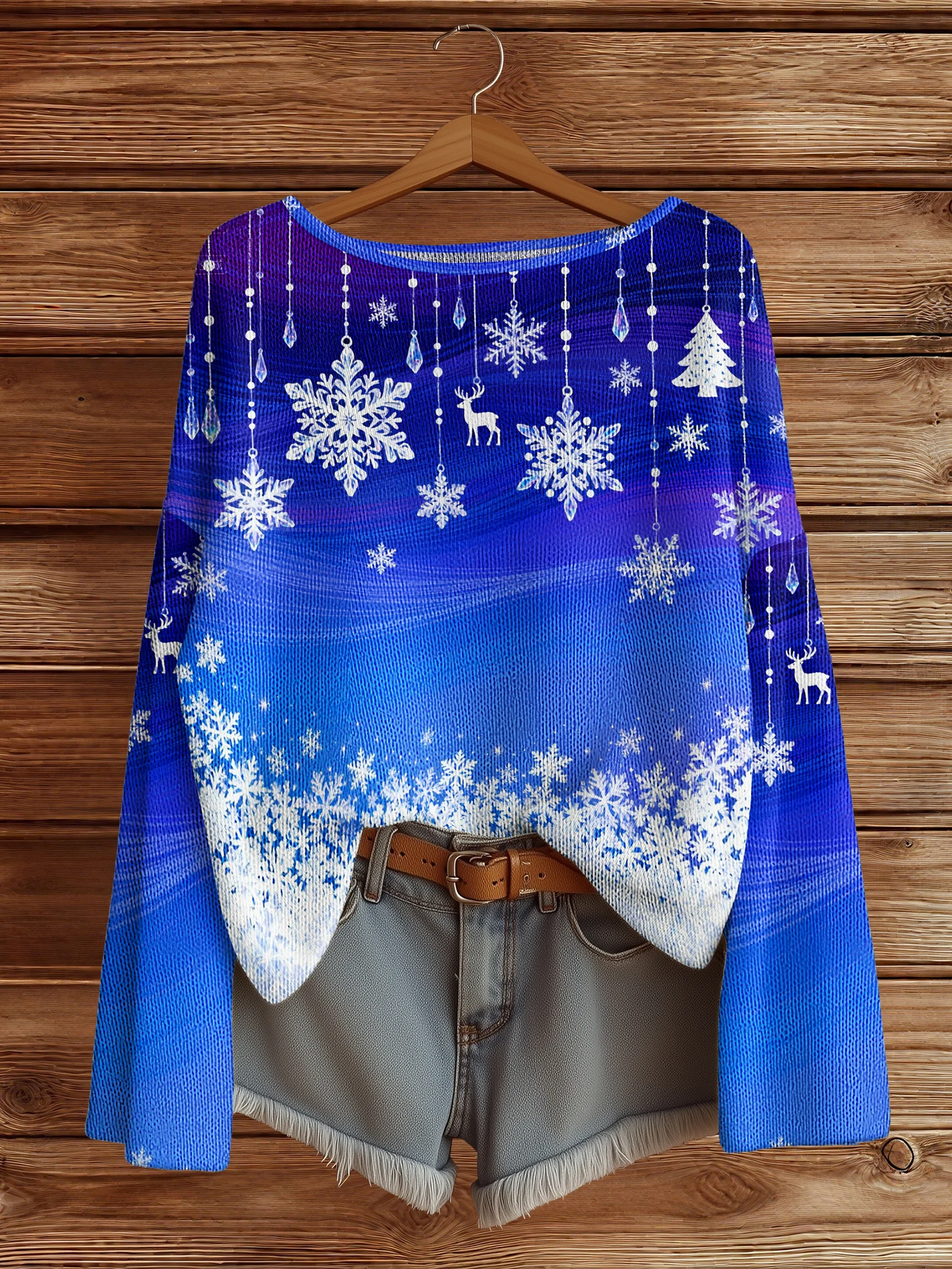 

Женский повседневный вязаный пуловер с принтом снежинок, свитера с круглым вырезом и длинными рукавами, свободный свитер, модные уличные джемперы, топы