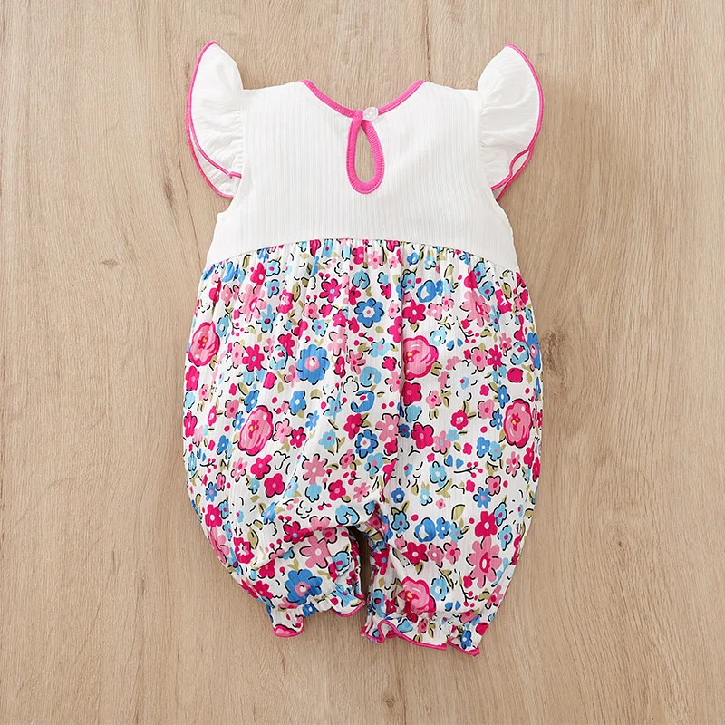 Newborn Baby Romper Pink flower print Baby girl clothes summer sleeveless One piece high quality For Toddler Outfits 0-18 months