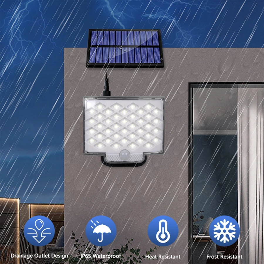 160 LED Solar Motion Light Outdoor Separate Panel Solar Flood Lights 4 Working Modes for Garden Garage Waterproof Wall Lights