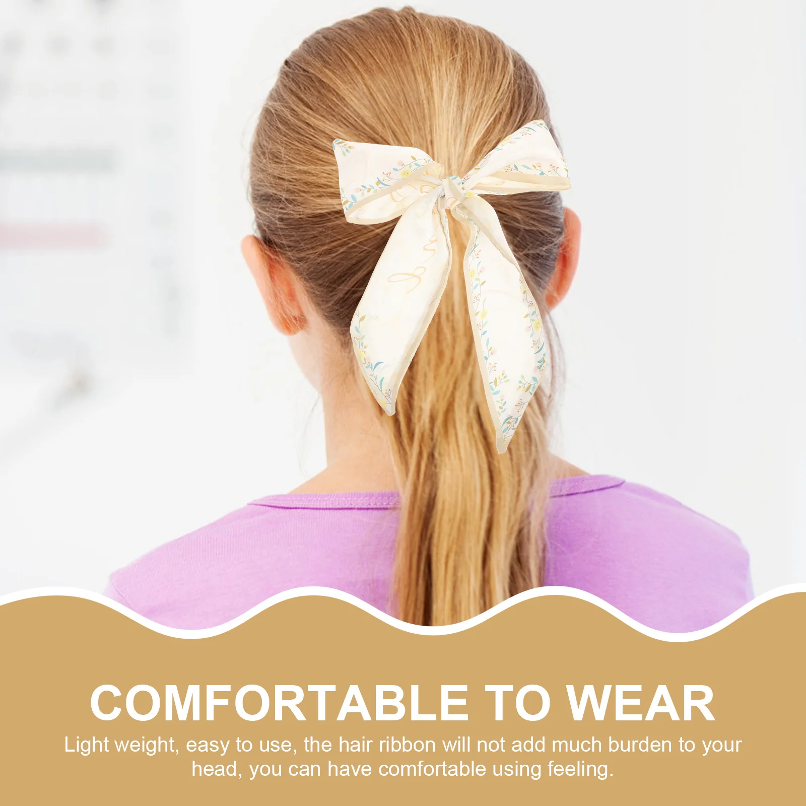 

Flower Silk Hair Ribbon Purse Scarf Handbag Handle Wrap Neck Scarf Hair Styling Accessory for Women Fashion Hairstyles