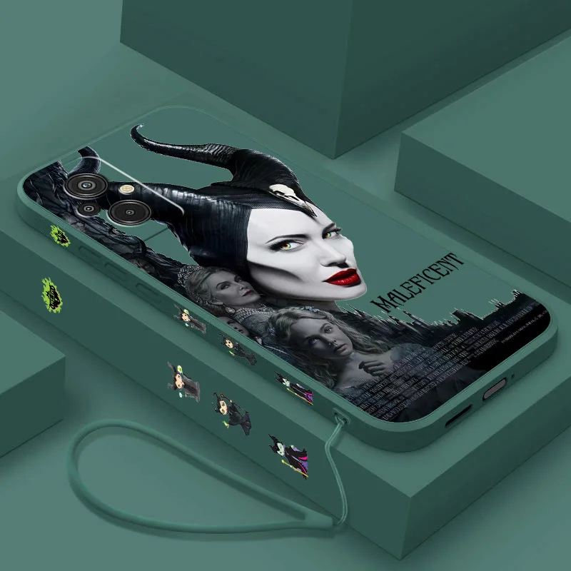 

Disney Maleficent Liquid Left Rope Phone Case For Redmi 6 7 8 9 10 11 12 13 K30 40 50 60 AT X A1 Ultra Pro Shell Soft Cover Capa