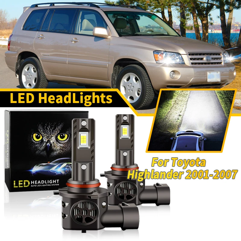 

2 шт., 30000 лм, CANBUS, фара дальнего света 9005 для Toyota Highlander 2001-2007, 2002, 2003, 2004, HB3, автомобильная фара, DC12V, 6000K