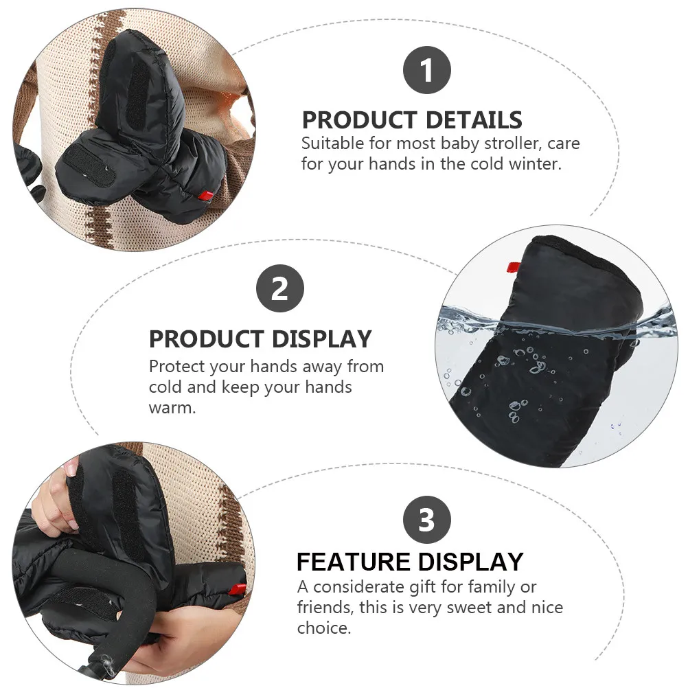 

1 Pair Winter Warm Gloves Thickened Waterproof Windproof Polar Fleece Gloves Suitable for Stroller Outdoor Use