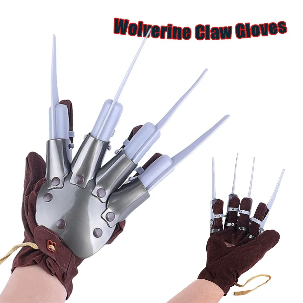 Verstelbare metalen klauwen Wolverine handschoenen voor mannen Halloween Horror Cosplay Monster Party Props Enge kostuumaccessoires Uitrusting