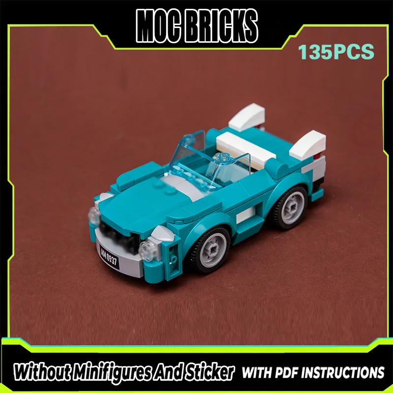 

Модель гоночного автомобиля MOC, конструктор из строительных блоков, маленький винтажный автомобиль, модульная технология, подарки, праздничный набор для сборки, детские игрушки