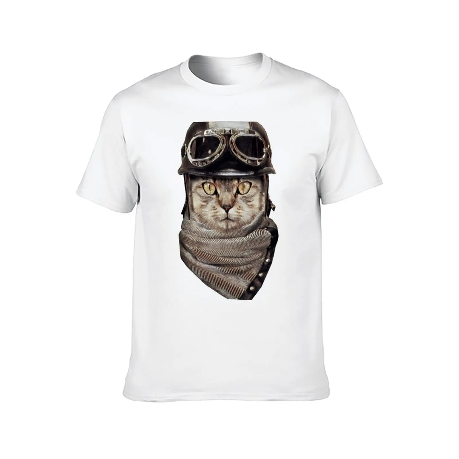دراجة نارية القط السائق خوذة وشاح تي شيرت أسود القطن تي شيرت عادي للرجل حزمة تي شيرت للرجل 100 بالمائة القطن تي شيرت #2