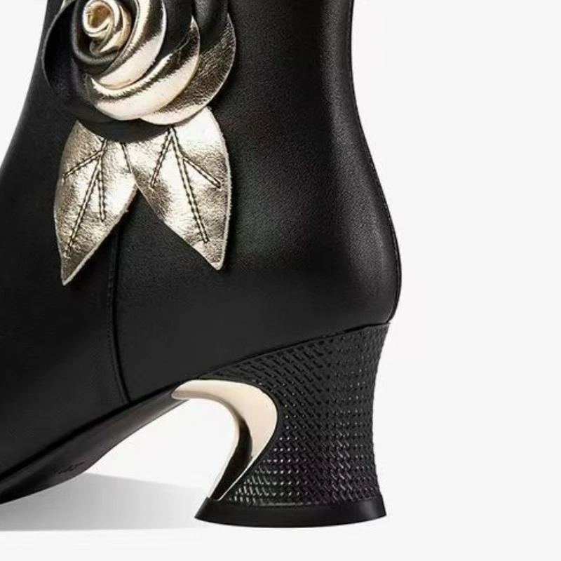 الخريف الشتاء الجوارب الجلدية الصوف مبطن العمل حذاء من الجلد للنساء الدافئة على تعزيز التمهيد جديد في روك الساخن امرأة أحذية قصيرة #6