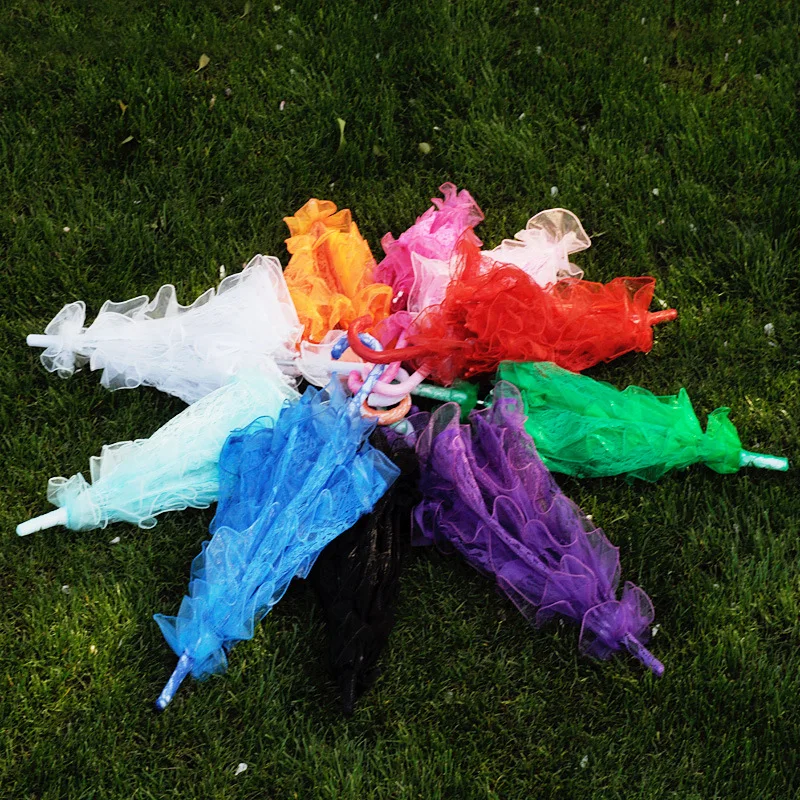 50/60CM Wooden Handle Lace Craft Umbrella Celebrity Black Lace Umbrella Parasol Wedding Photography Bride Umbrella Decor