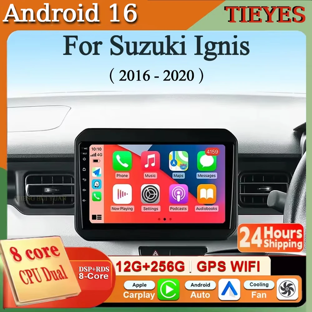 For Suzuki Ignis 2016 2017 2018 2019 2020 Android 16 2K QLED CarPlay Auto Car Radio Multimedia Video Player GPS stereo Head Unit