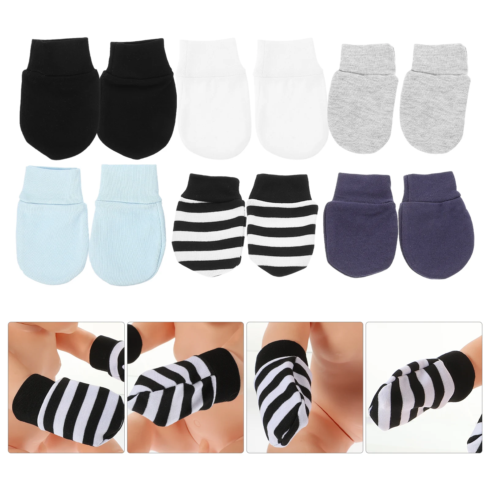 

6 Pairs Mittens Anti Scratch Gloves Infant Hand Newborn Guard for Infants Baby Protectors