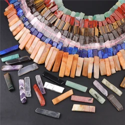 5PCS Irregular Natural Crystal Quartz Beads Top Drilled Stick Slab Loose Spacer Beads Pendant for DIY Jewelry Making Necklace