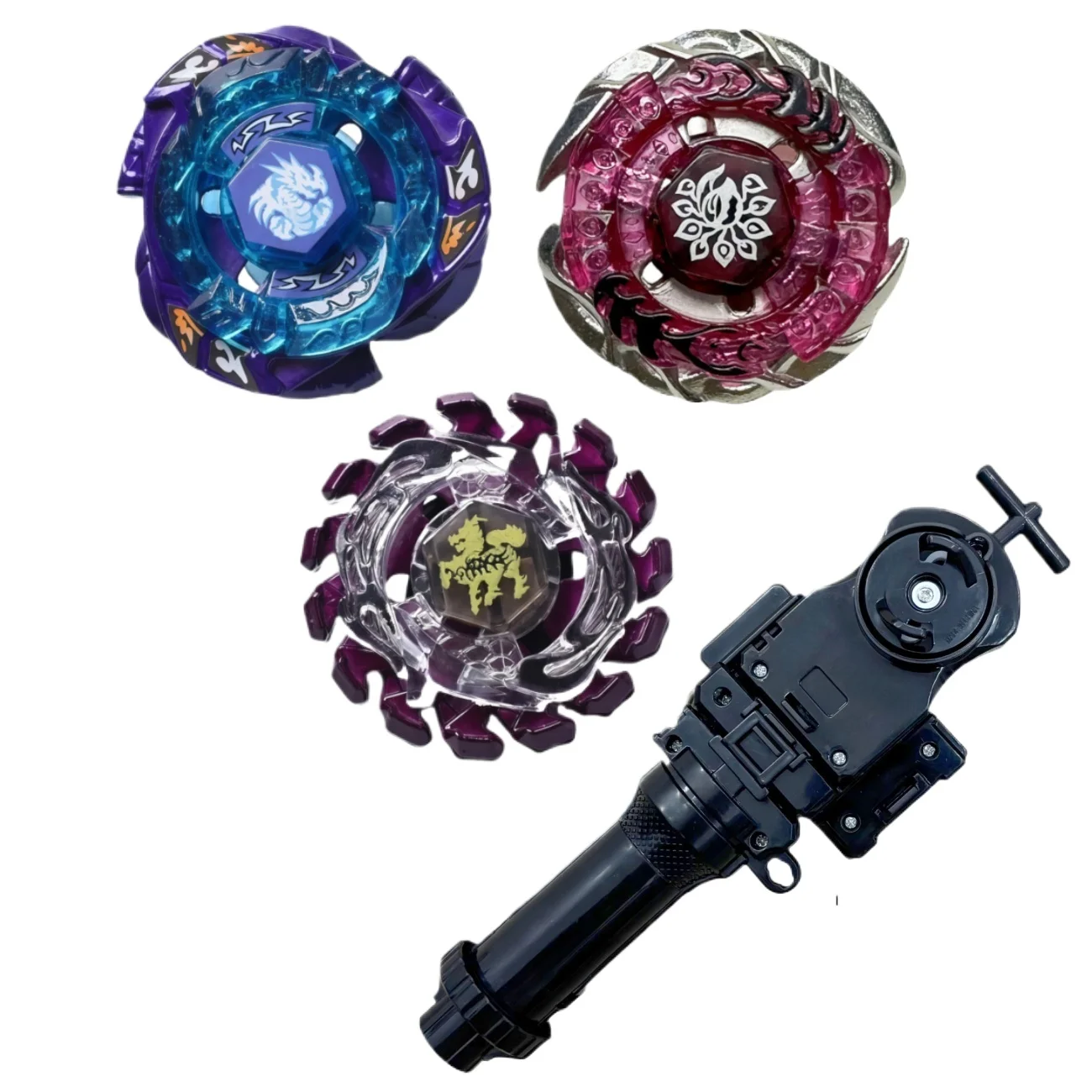 Takara Tomy Alloy Rotating Gyroscope BB Series Blue Purple Grey Black Red Yellow Green Set with Transmitter Handle Gyroscope