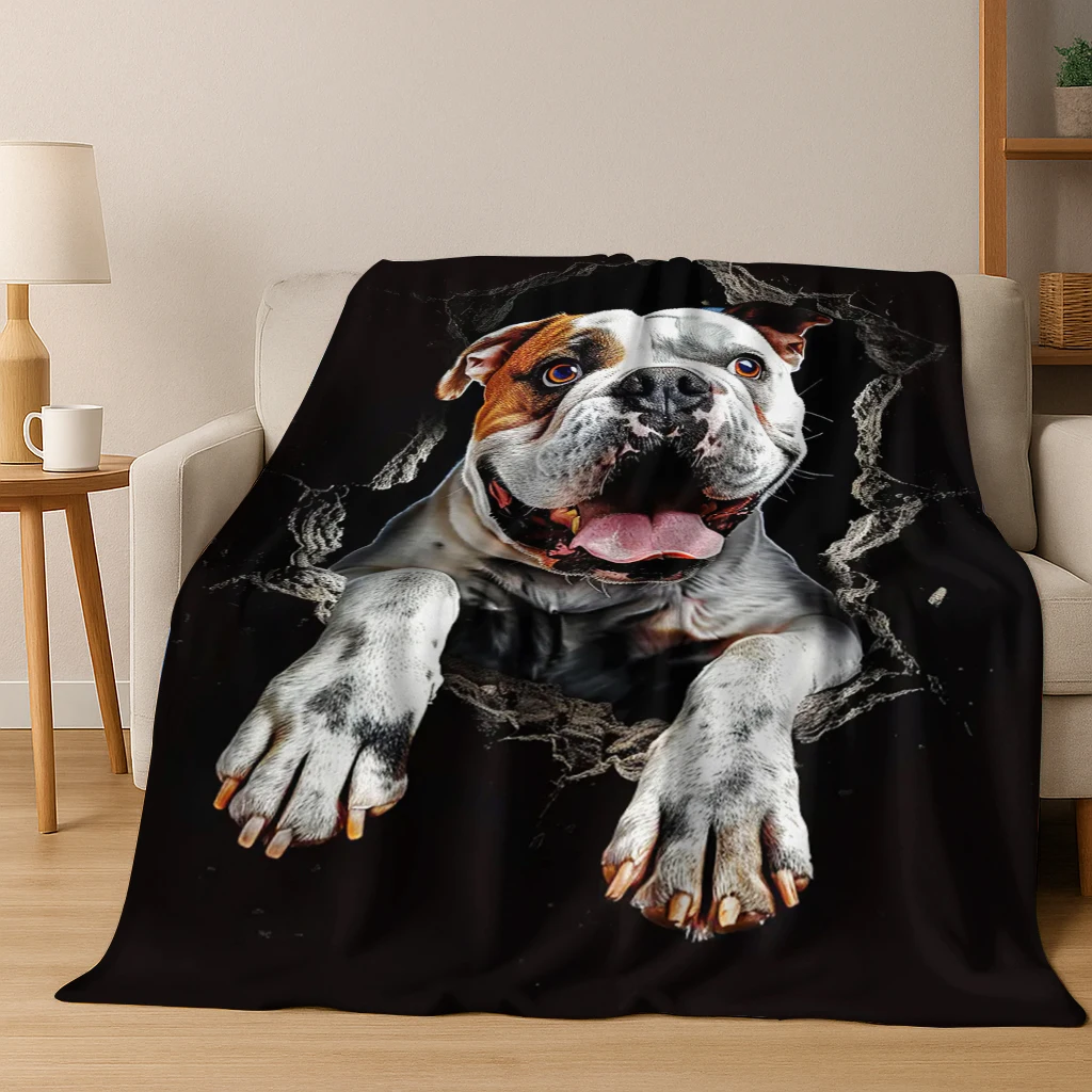 3D Dog Samoye Chihuahua Animal Illusionary Flannel Blanket Soft Warm Blanket for Bedroom Room Living Room Travel Camping Picnic