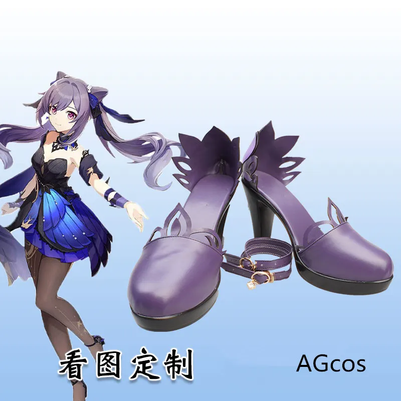 

AGCOS в наличии Genshin Impact Keqing Обувь для косплея
