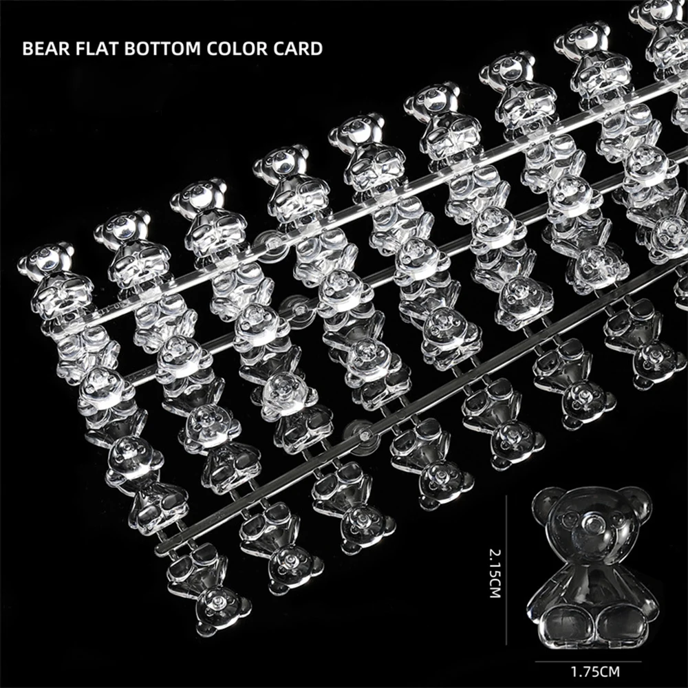 24Pcs Nail Polish Color Card Clear Acrylic Cute Cartoon Bear Shaped Nail Art Color Display Card Nail Polish Nail Art DIY Manicur