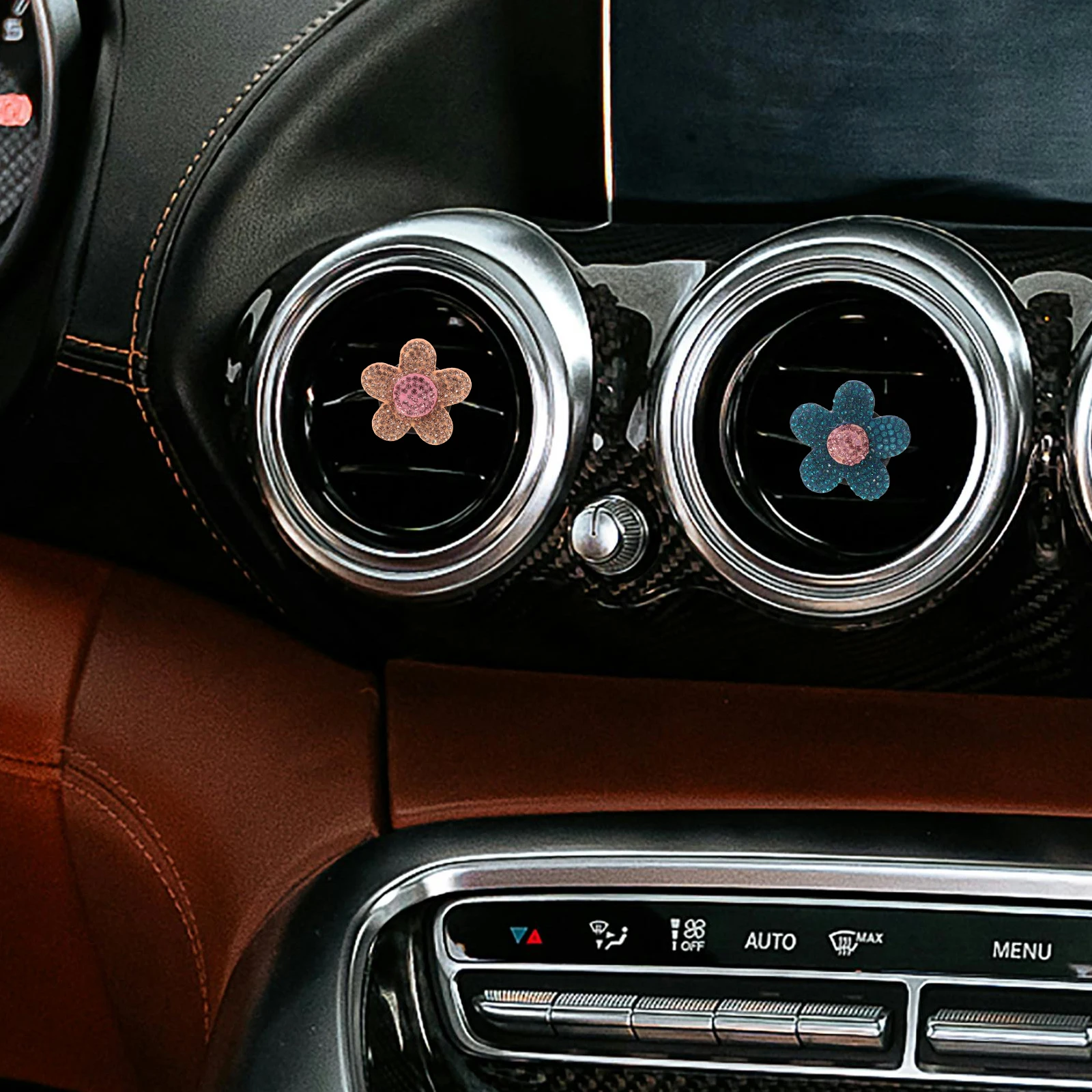 

2 Pcs Car Air Outlet Decorations Ceramic Vent Clips Fragrance Holders Fresh Scent Accessories Elegant Charm Flower Shaped