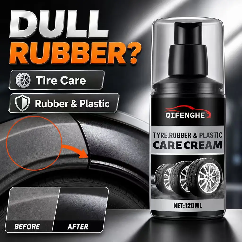 Tyre Rubber Plastic Care Cream 120ml Car Tire Shine Auto Trim Restorer Polish Sponge view 6
