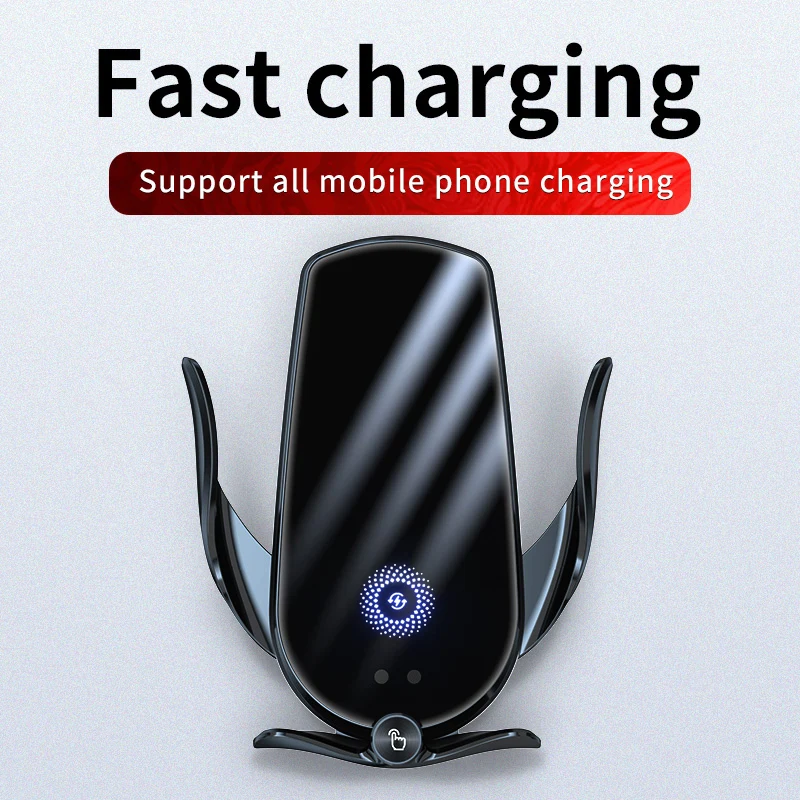 Автомобильный беспроводной держатель для телефона, подставка, станция быстрой зарядки, зарядное устройство, автоматическая инфракрасная индукция для iPhone 15, 14, 13, 12, Samsung Xiaomi