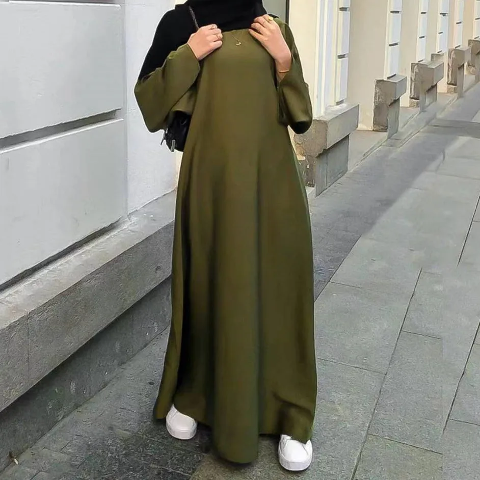 Dubai Abaya Muslim Dress for Women Ramadan Jibab India Satin Arab Abayas Turkey Eid Robe Musulman Long Dress Islamic Clothing