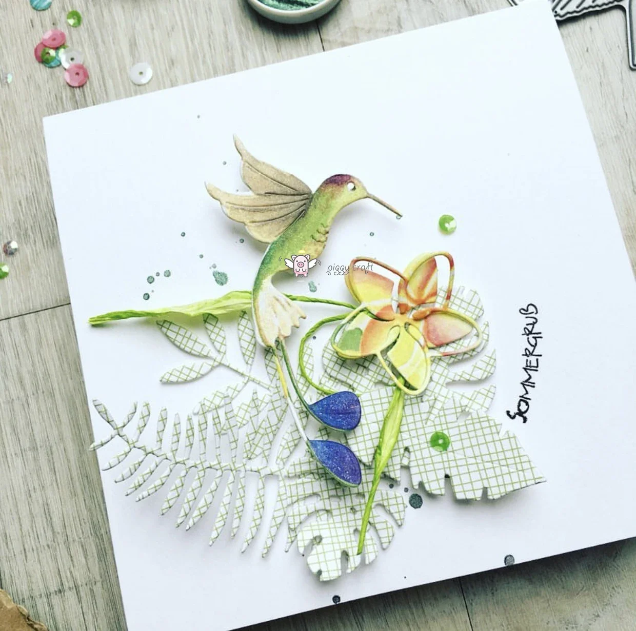 Piggy Craft metal cutting dies cut die mold Hummingbird Kolibri Scrapbook paper craft knife mould blade punch stencils dies
