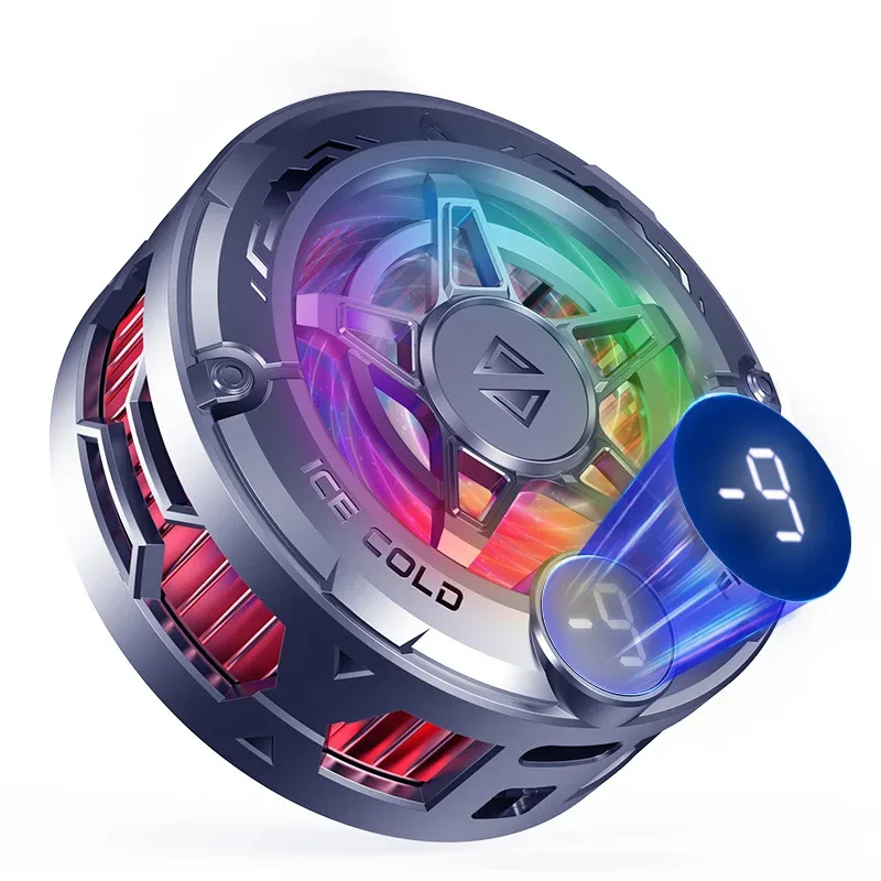 

2026 2IN1 Универсальный портативный магнитный зажим Полупроводниковый кулер для телефона Цифровой дисплей RGB Light Охлаждение Игровое эксклюзивное охлаждение