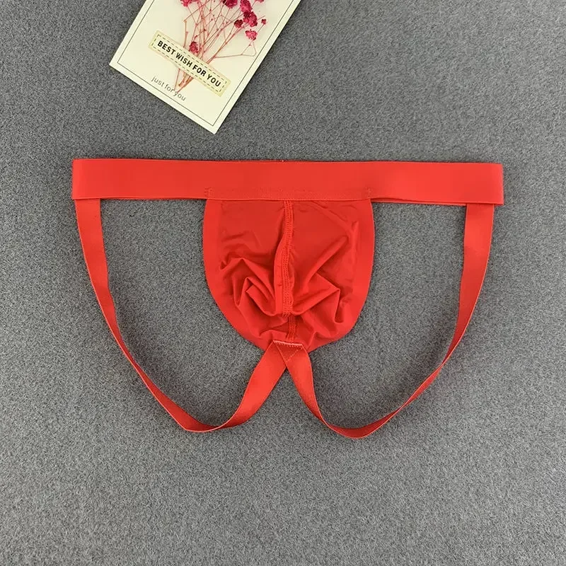 الحرير الجليد مثير الرجال ثونغ حزام رياضي منخفضة الارتفاع السروال مفتوحة الظهر الذكور g-سلسلة تنفس حزام الصلبة المثيرة الملابس الداخلية مثلي الجنس #4