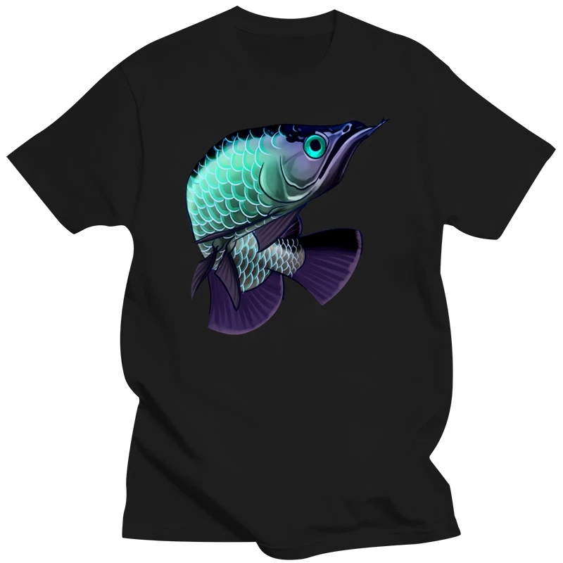 Men's Arowana fish  t shirt Designs cotton O Neck Costume Fitness Basic Spring Letter shirt