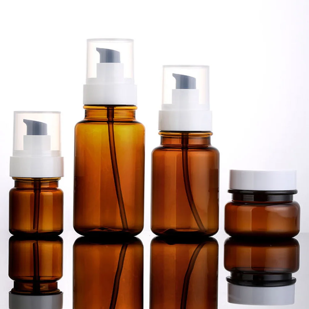 

5pcs 1 Set Travel Dispenser Bottle Kit Compact Leakproof Container For Liquid Makeup Shampoo Mouthwash Cream Lotion