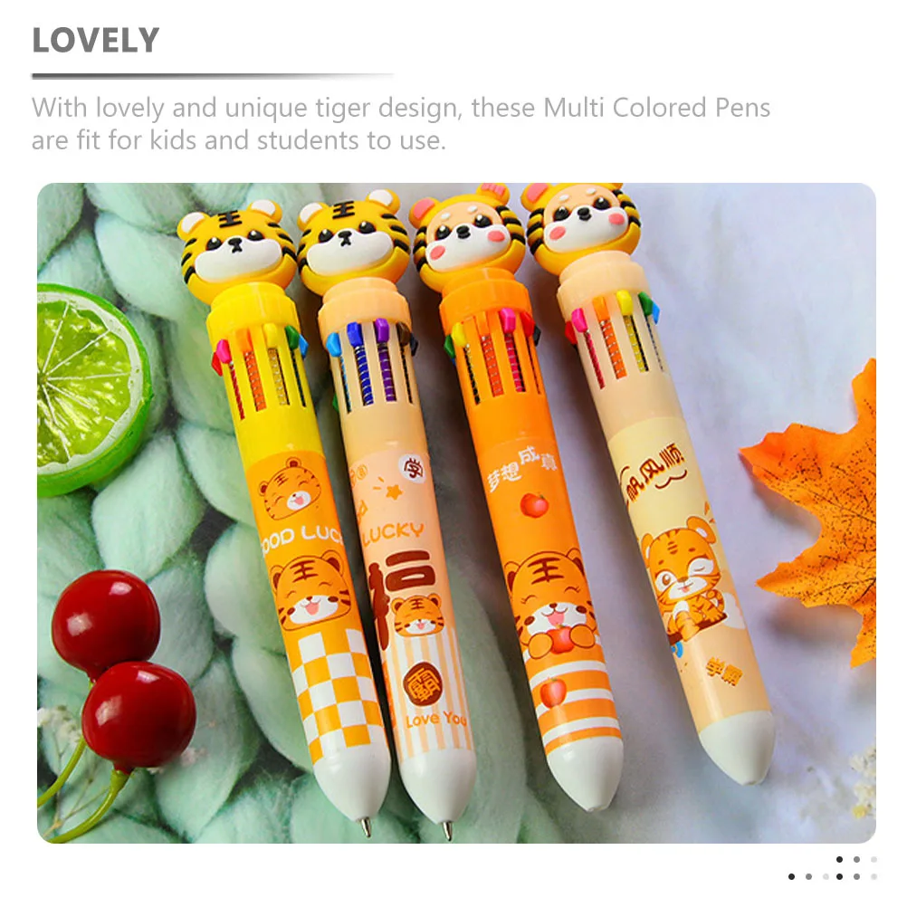 

8Pcs Multicolor Ballpoint Pens Colorful Cartoon Tiger Pattern Multi Color Pens Suitable for Kids School Use Multicolor Pen