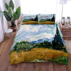 Van Gogh Mountain Village Oil Painting Duvet Cover Set King Queen Double Full Twin Single Size Bed Linen Set