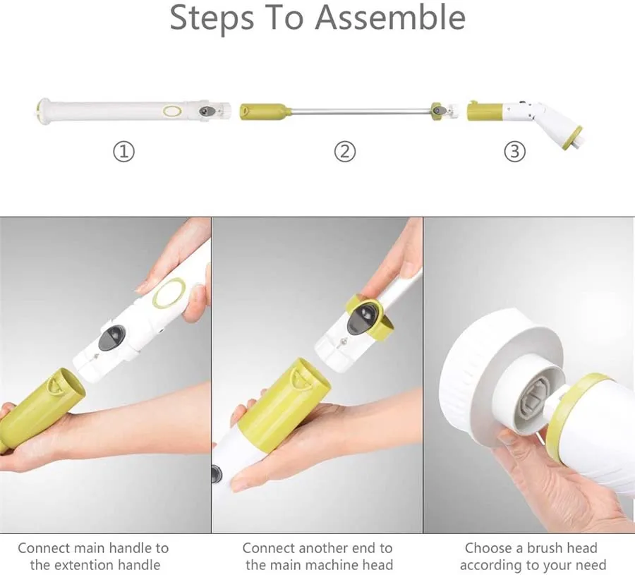Escova de limpeza elétrica de manuseio longo, carga sem fio, piso, cozinha, banheiro, polimento, casa, escritório, Dropshipping