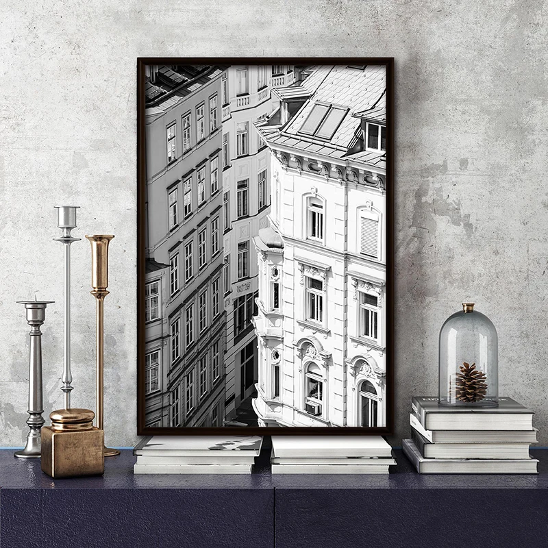 أزياء مدينة باريس قماش اللوحة الشمال الملصقات جدار الفن يطبع أبيض وأسود صور لغرفة المعيشة ديكور المنزل