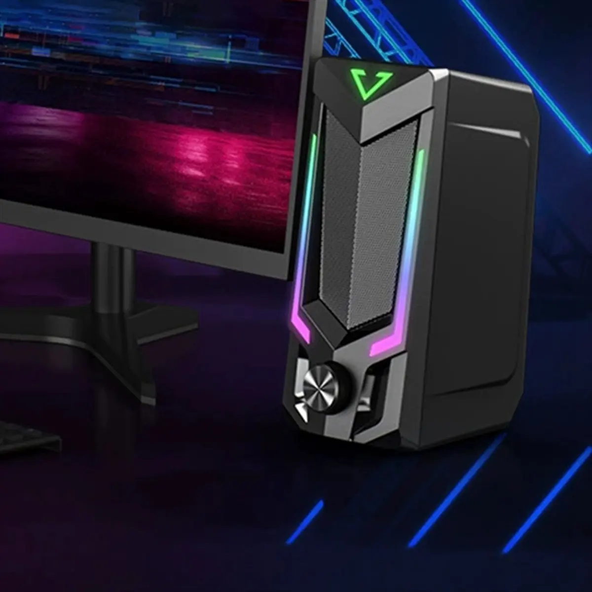 

Компьютерный динамик OK Bluetooth RGB, динамик настольного компьютера, настольный стереодинамик, питание от USB, со светодиодной подсветкой