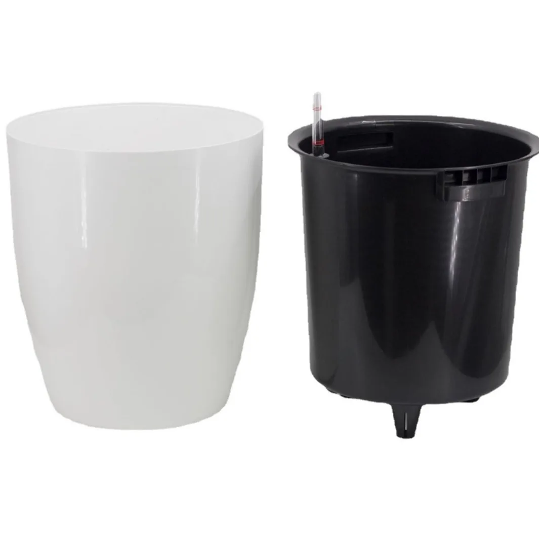 

Оптовая продажа, современный дизайн, самополивный цветочный горшок, большой диаметр, круглый белый горшок для использования на садовом полу