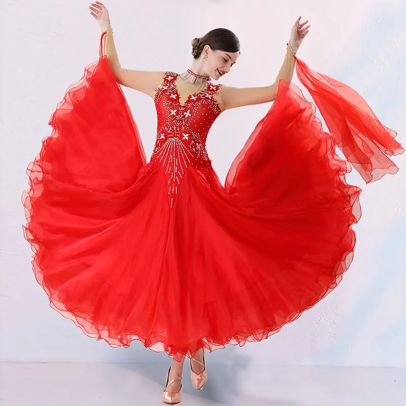 Elegant Dancer Modern Dance Dress New Ballroom Dance Clothes Latin Dance Performance Costume Waltz Dance Skirt
