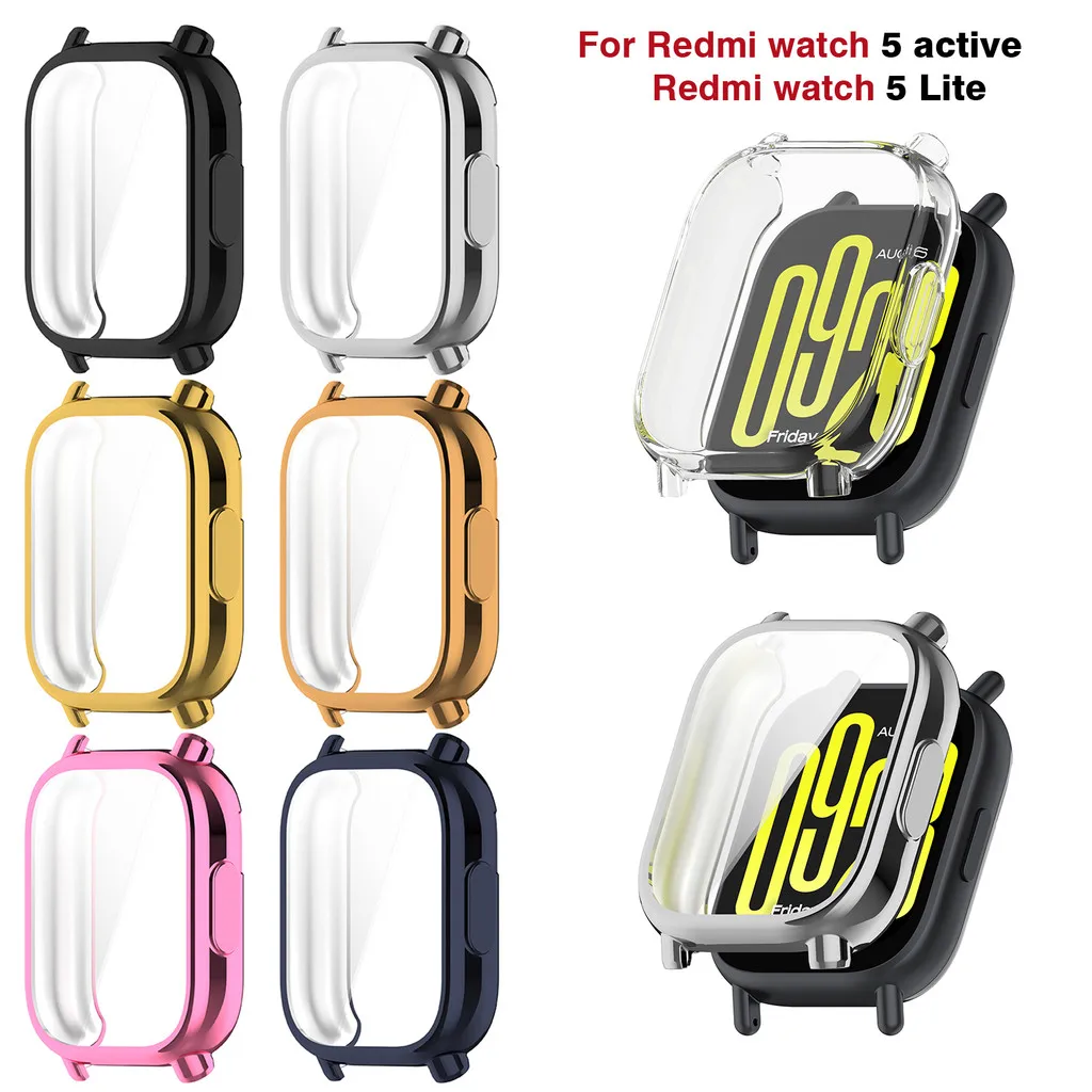 TPU Case Cover for Redmi Watch 5 Active / Watch5 lite Soft Electroplating Watch Screen Protector Frame Full Cover